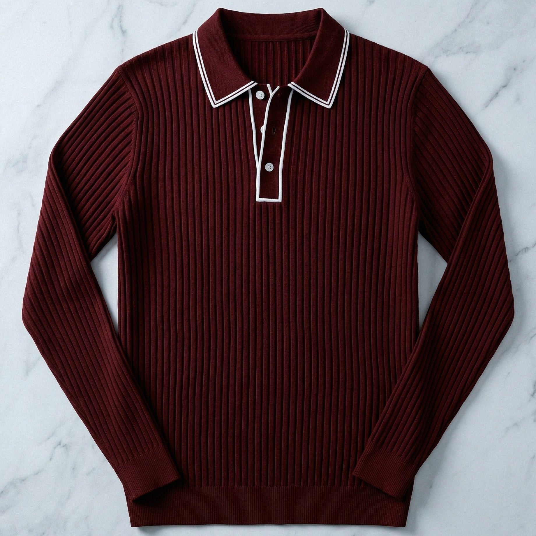 Polo Tricoté Côtelé Avec Col Classique Pour Hommes