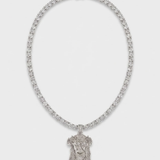 Collier Tennis Glacé À Pendentif Rose