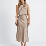 Robe Midi Élégante Drapée Pour Femmes