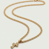 Collier Cubain Glacé À Croix Dorée