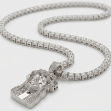 Collier Tennis Glacé À Pendentif Rose