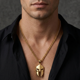 Collier À Pendentif Casque Spartiate Doré