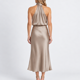 Robe Midi Élégante Drapée Pour Femmes