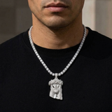 Collier Tennis Glacé À Pendentif Rose