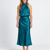 Robe Midi Élégante Drapée Pour Femmes