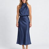 Robe Midi Élégante Drapée Pour Femmes