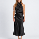 Robe Midi Élégante Drapée Pour Femmes