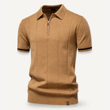 Celvoir | Polo À Col Zippé Avec Texture Verticale Pour Hommes