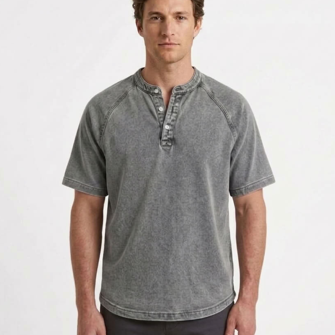 T-Shirt Henley Vintage Pour Homme
