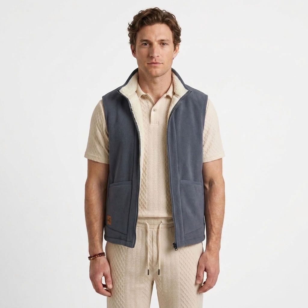 Gilet Zippé Doublé Effet Fourrure
