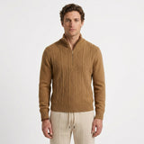 Pull Texturé À Demi-Zip Et Col Montant