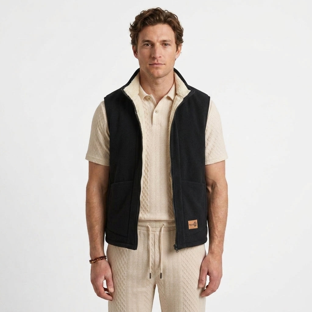 Gilet Zippé Doublé Effet Fourrure