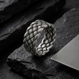 Bague Vintage À Symboles Vikings Tressés