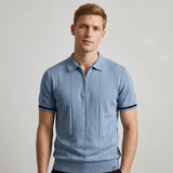 Celvoir | Polo À Col Zippé Avec Texture Verticale Pour Hommes