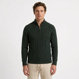 Pull Texturé À Demi-Zip Et Col Montant