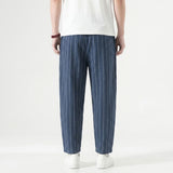 Pantalon Rayé À Coupe Décontractée