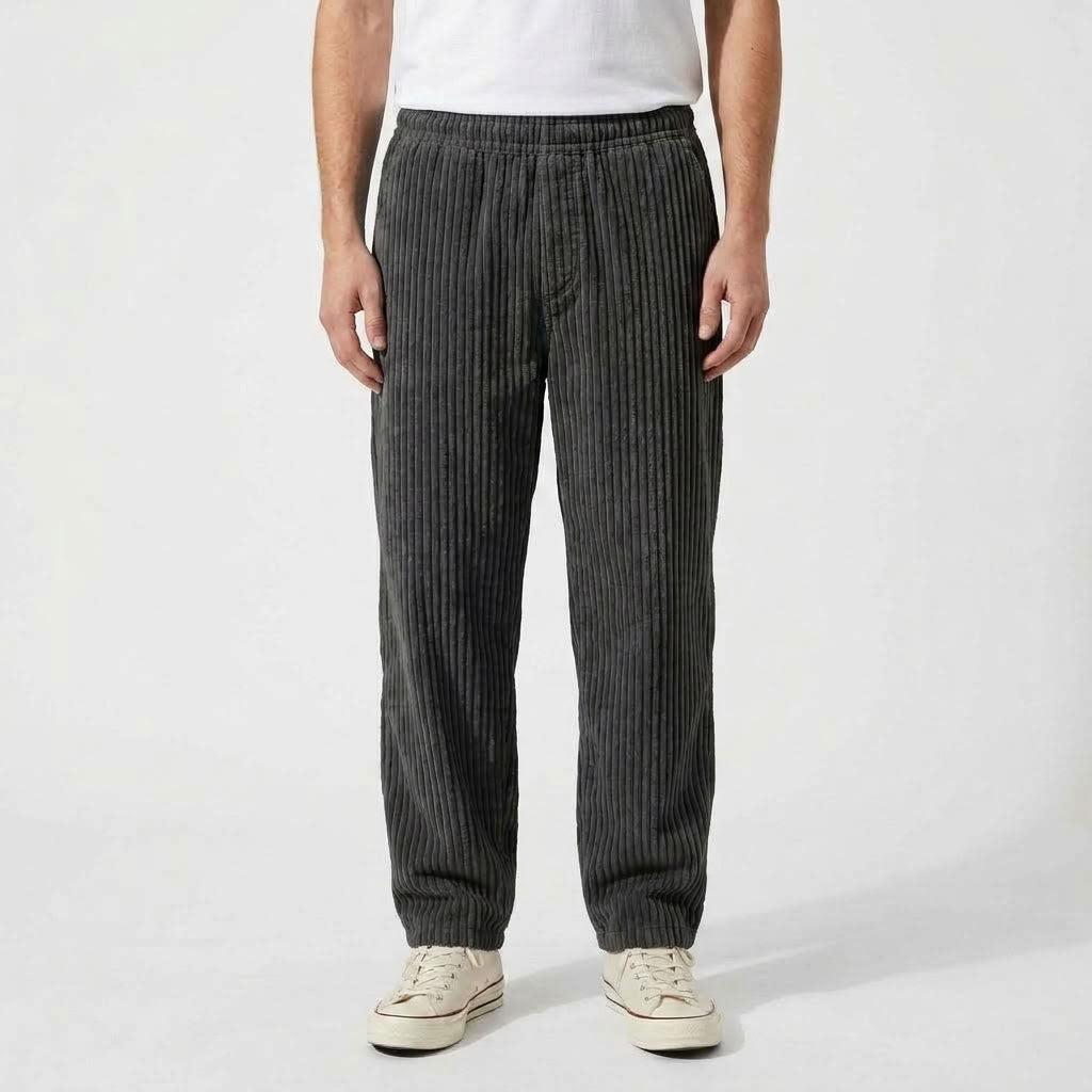 Pantalon Côtelé Décontracté À Cordon De Serrage