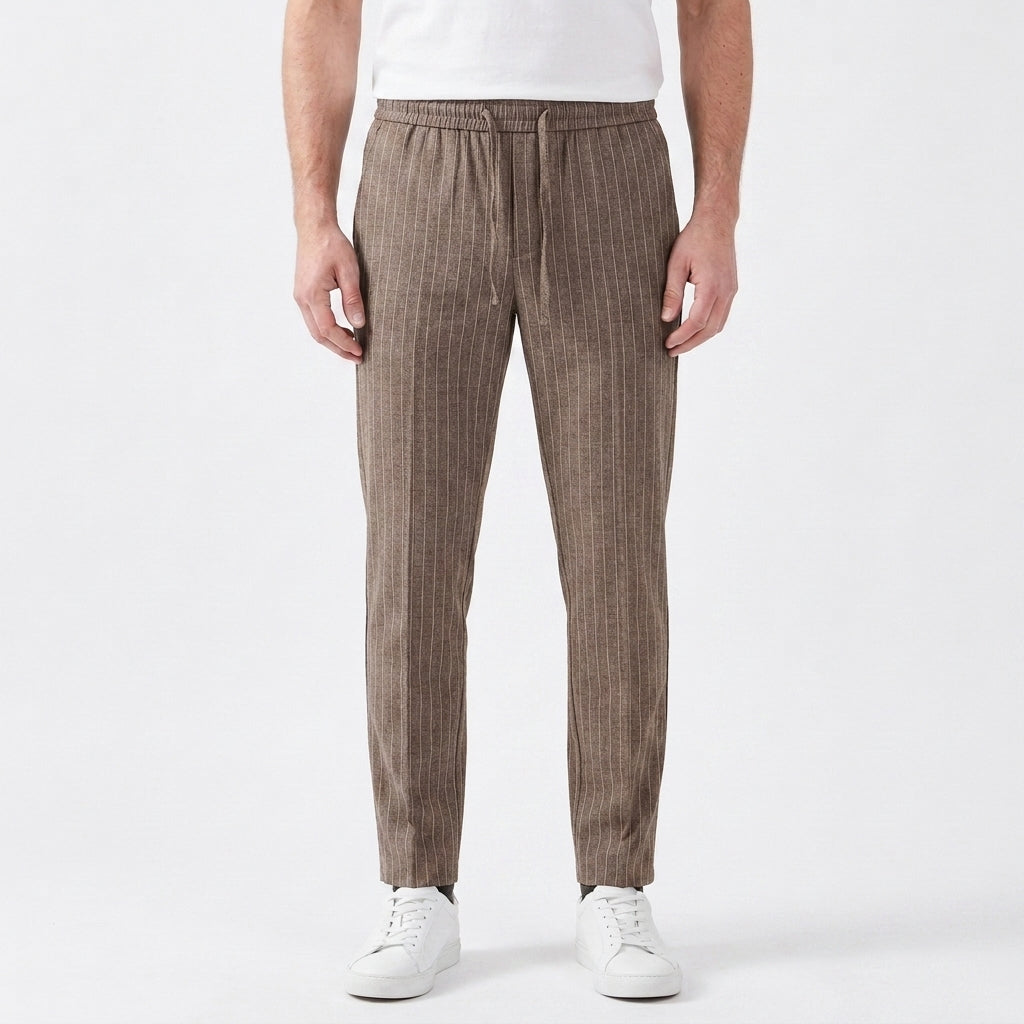 Pantalon Ajusté À Jambe Droite Et Cordon De Serrage