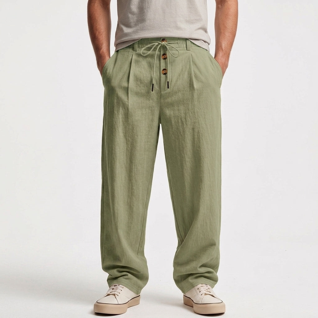 Pantalon Décontracté Ample À Taille Mi-Haute