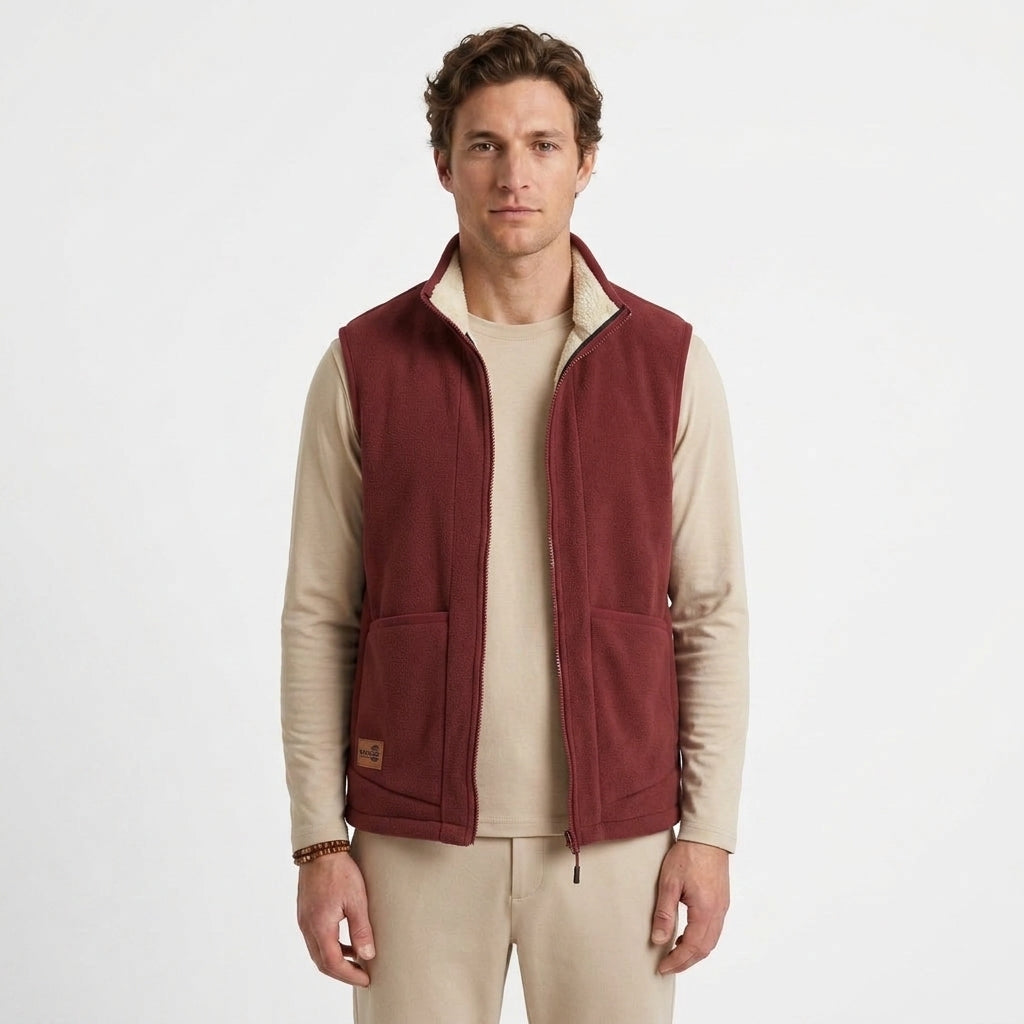 Gilet Zippé Doublé Effet Fourrure