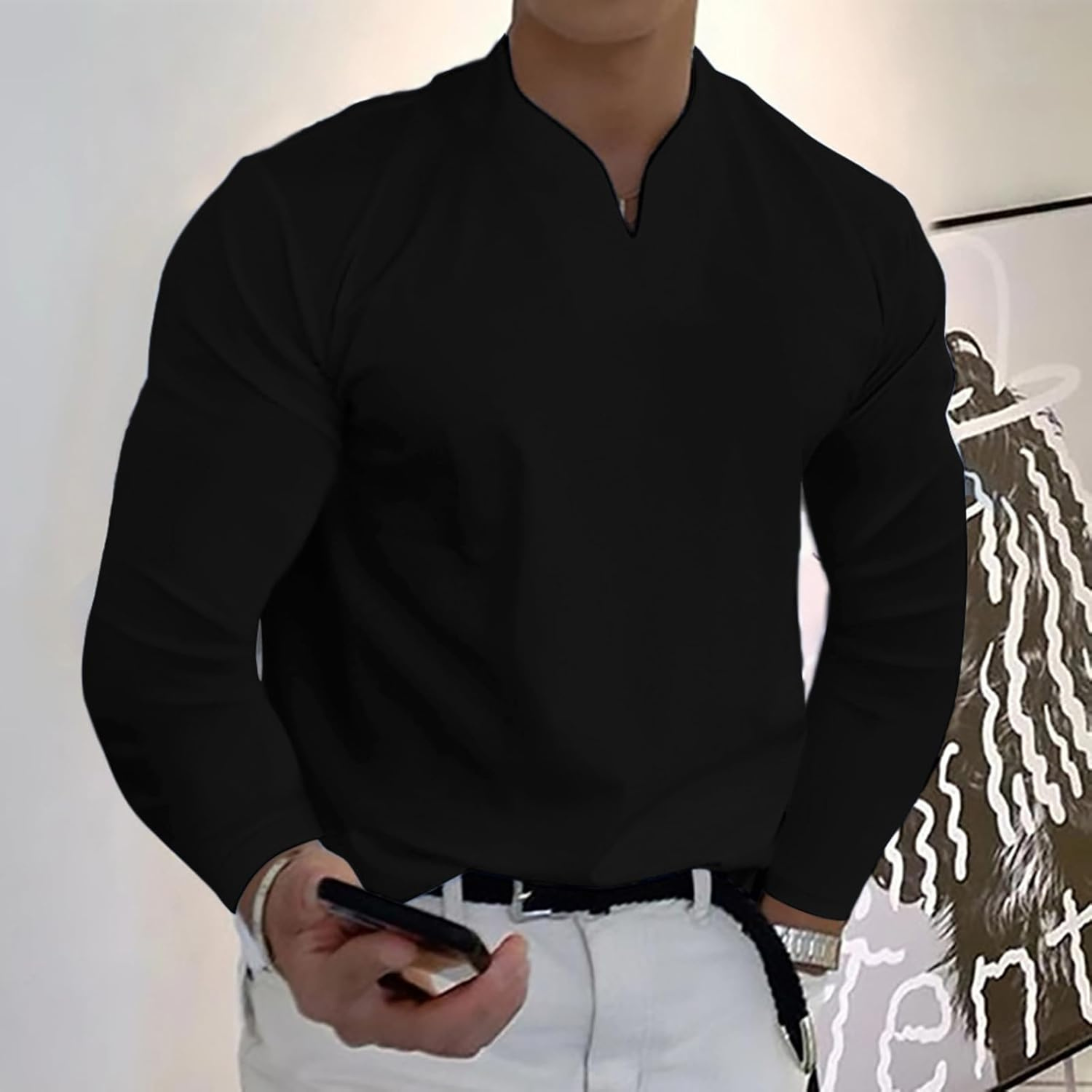 CELVOIR | POLO MANCHES LONGUES COL V POUR HOMME