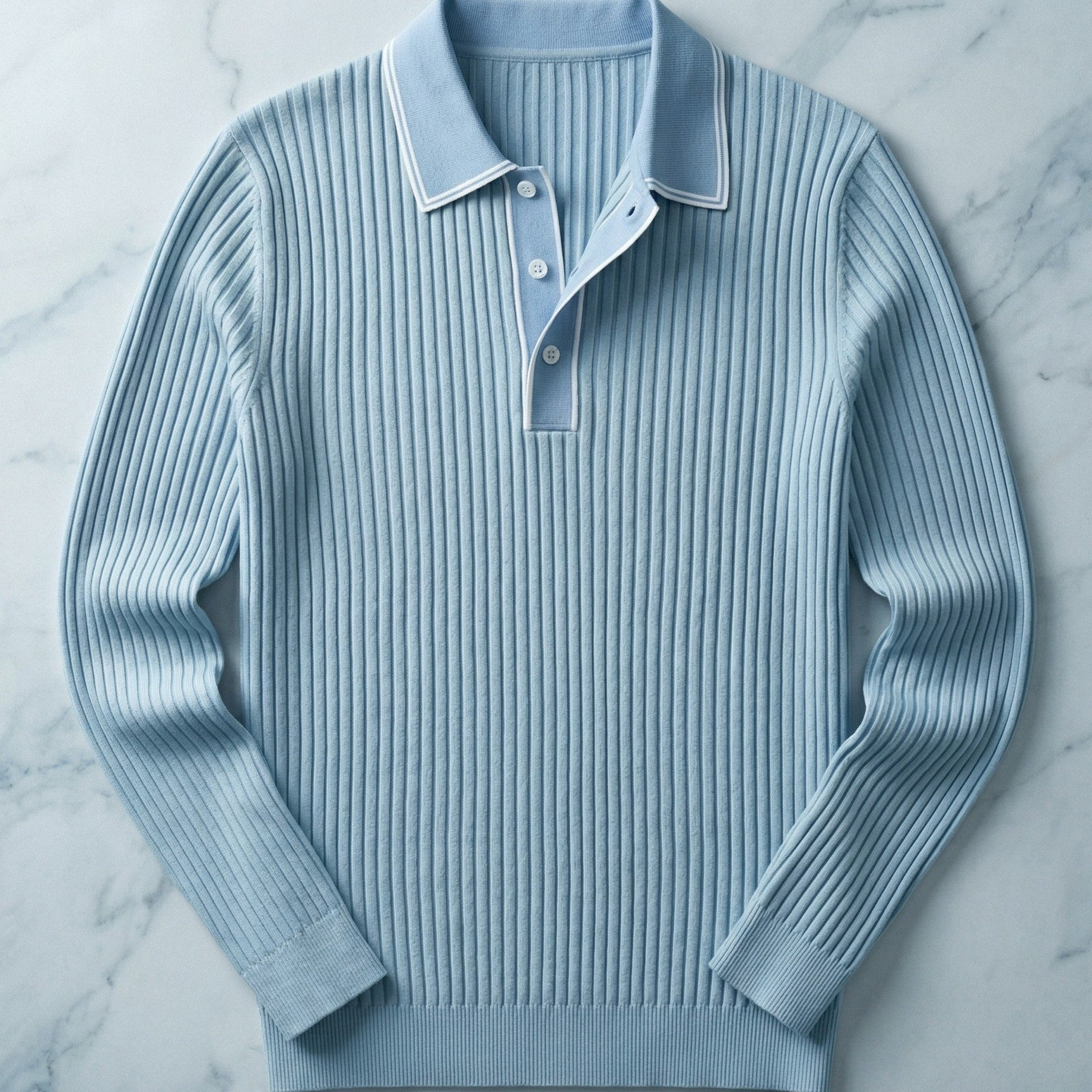 Polo Tricoté Côtelé Avec Col Classique Pour Hommes