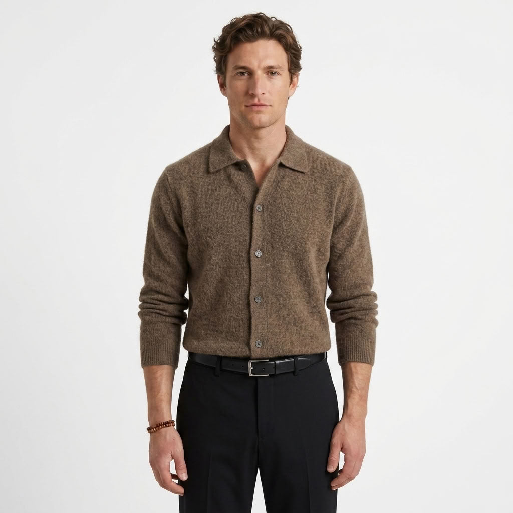 Cardigan Boutonné À Col Polo