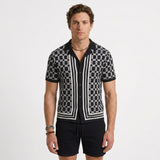 Ensemble En Maille Jacquard À Col Cubain