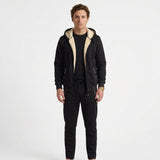 Ensemble De Survêtement Zippé Doublé Polaire Pour Hommes