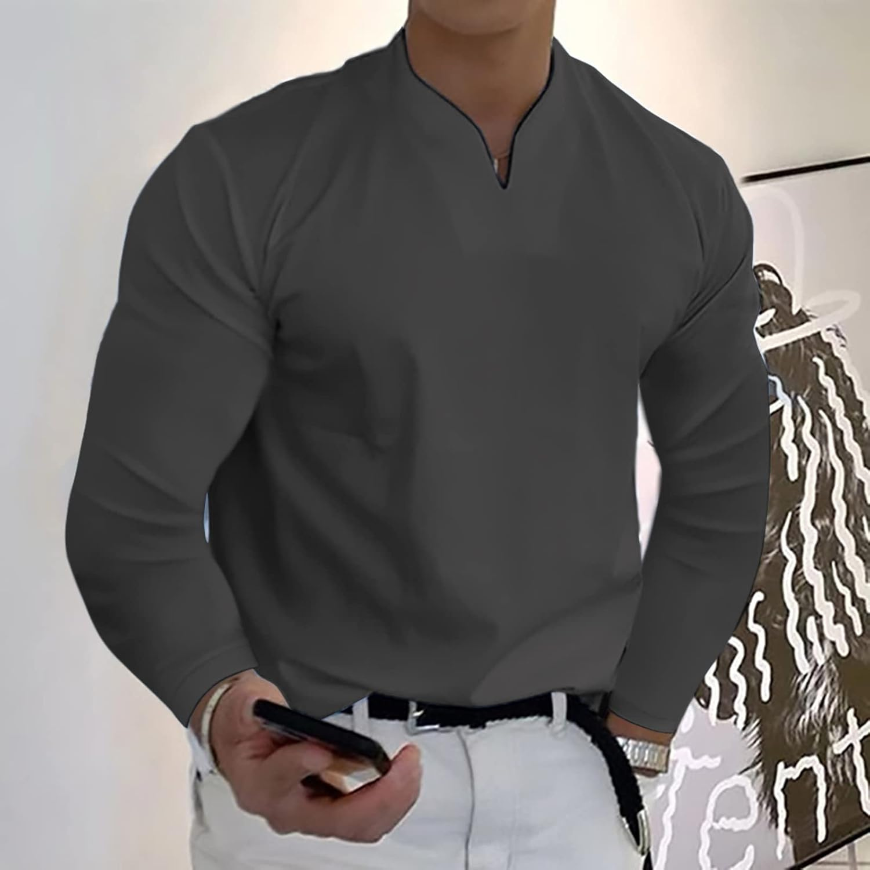 CELVOIR | POLO MANCHES LONGUES COL V POUR HOMME