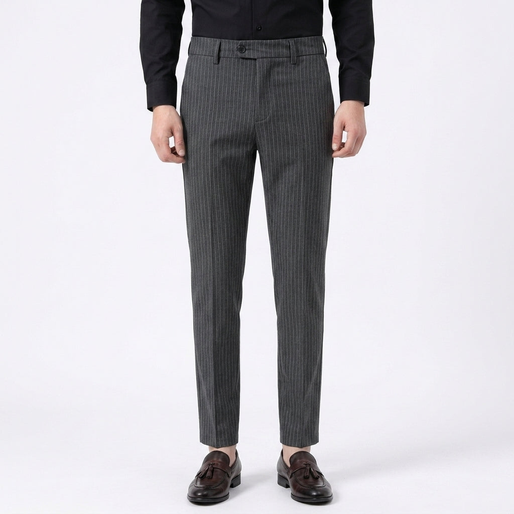 Pantalon Ajusté À Rayures Fines