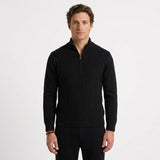 Pull Texturé À Demi-Zip Et Col Montant