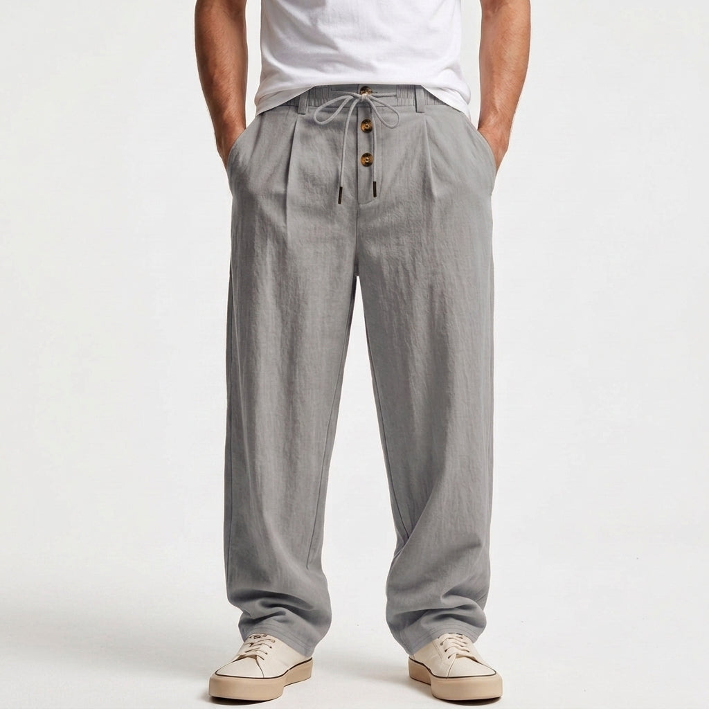 Pantalon Décontracté Ample À Taille Mi-Haute