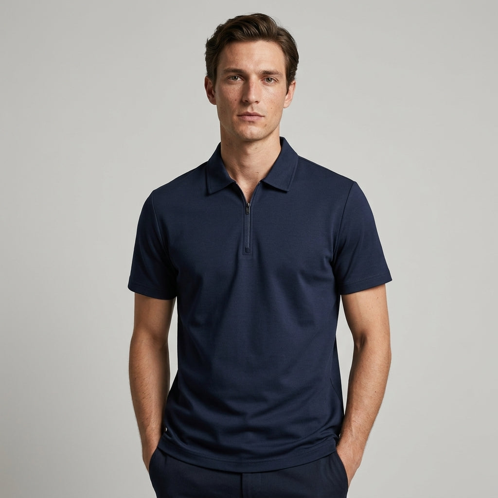 CELVOIR | POLO HOMME QUART ZIP MAILLE LÉGÈRE