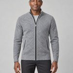 Gilet homme gris clair zippé, à col montant et poches latérales, vu de face en cadrage rapproché.