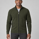 Gilet zippé vert foncé pour homme, à col montant et deux poches, vue de face.