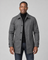 Manteau gris pour homme, vue de face recadrée, avec col, fermeture boutonnée et poches en biais