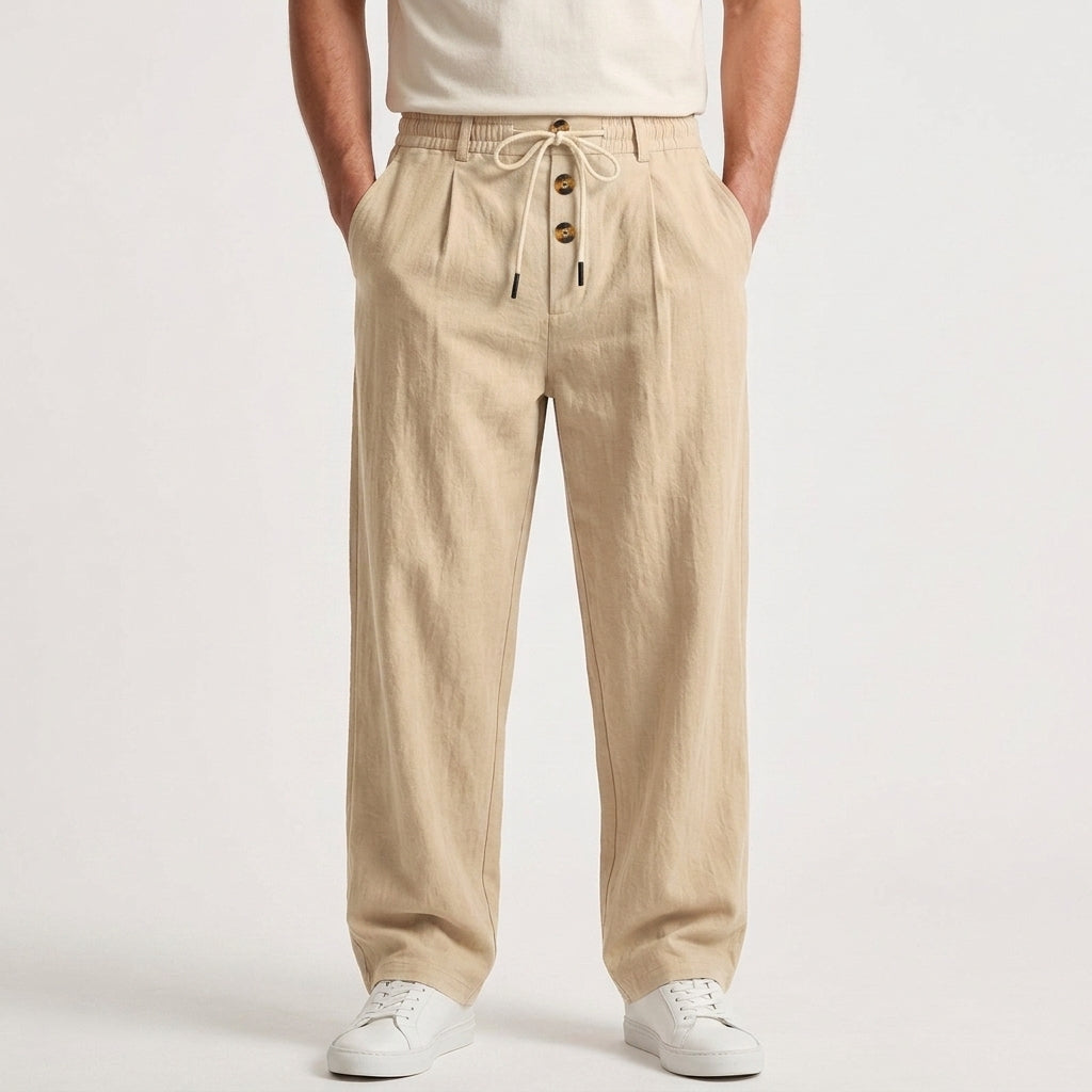 Pantalon Décontracté Ample À Taille Mi-Haute