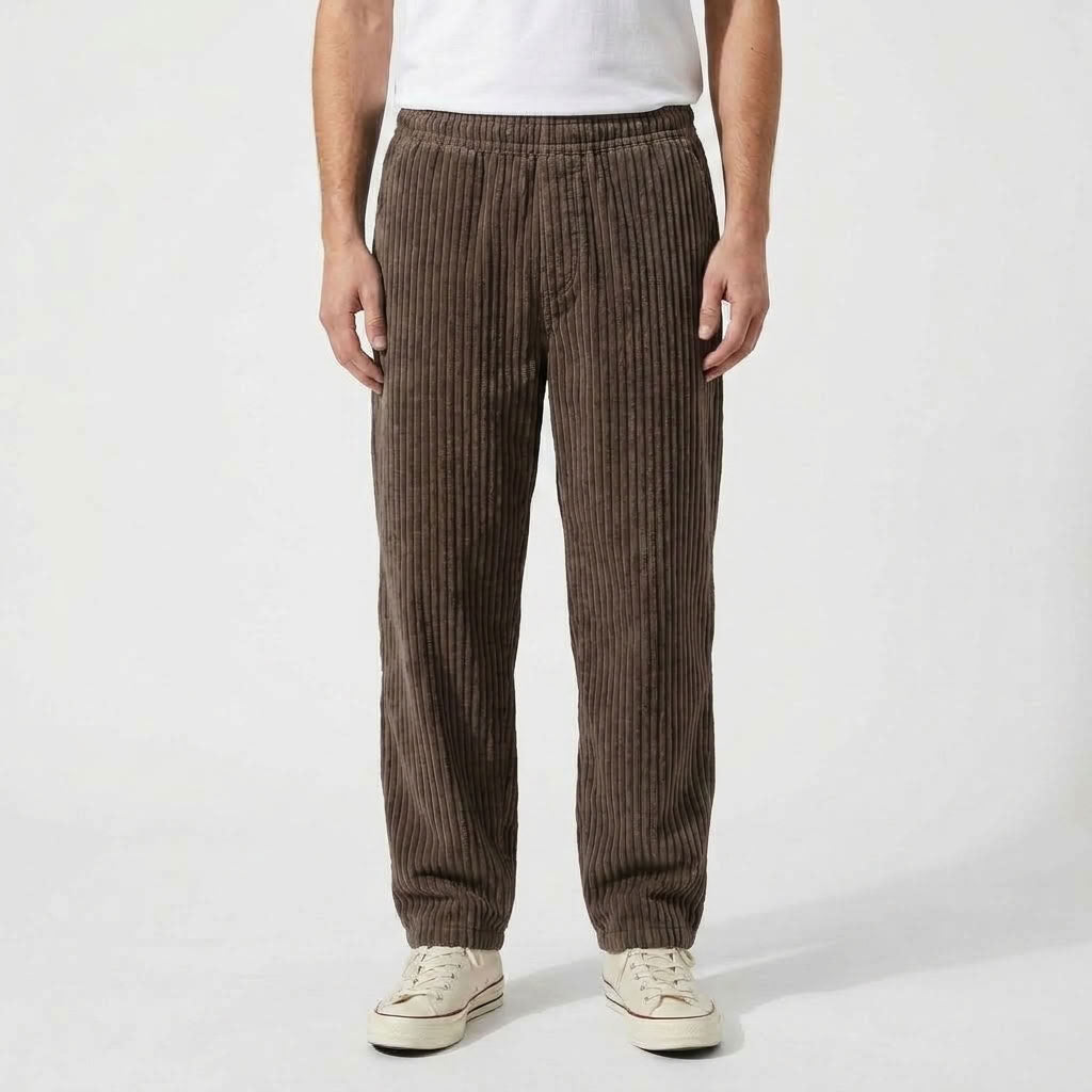 Pantalon Côtelé Décontracté À Cordon De Serrage