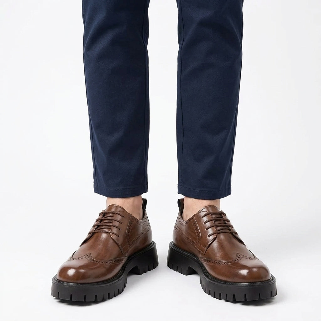 Chaussures Oxford Brogue À Semelle Épaisse