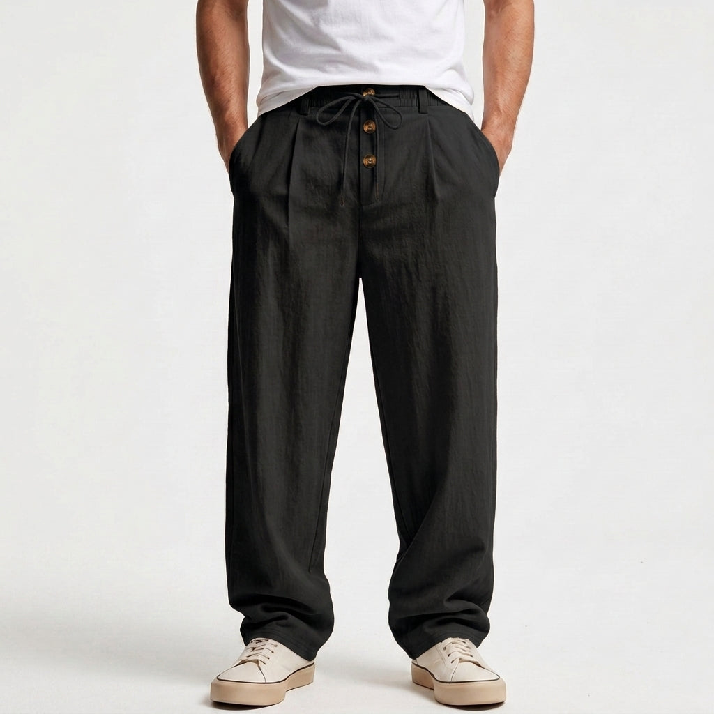 Pantalon Décontracté Ample À Taille Mi-Haute