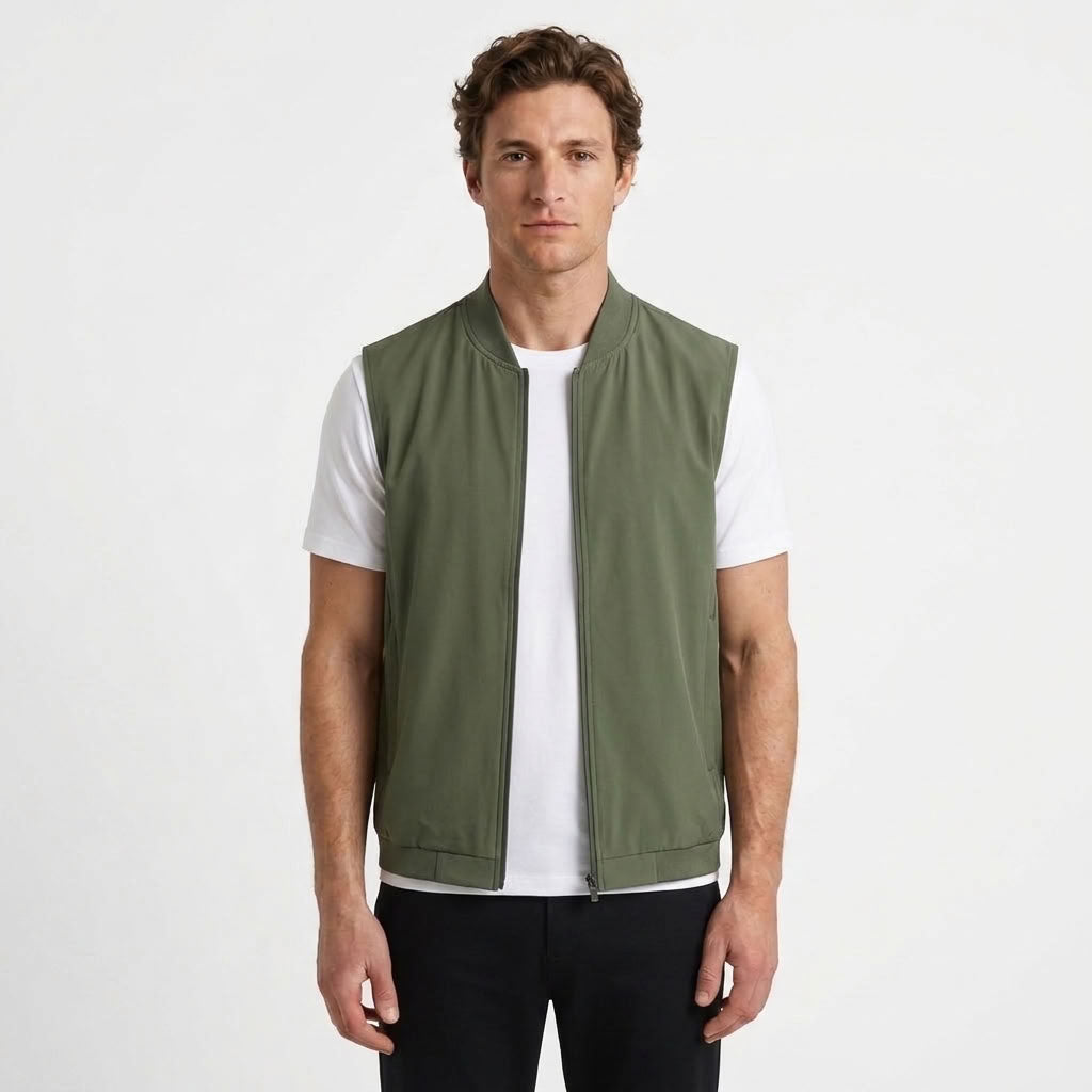 Gilet Zippé Ultra-Léger À Col Montant