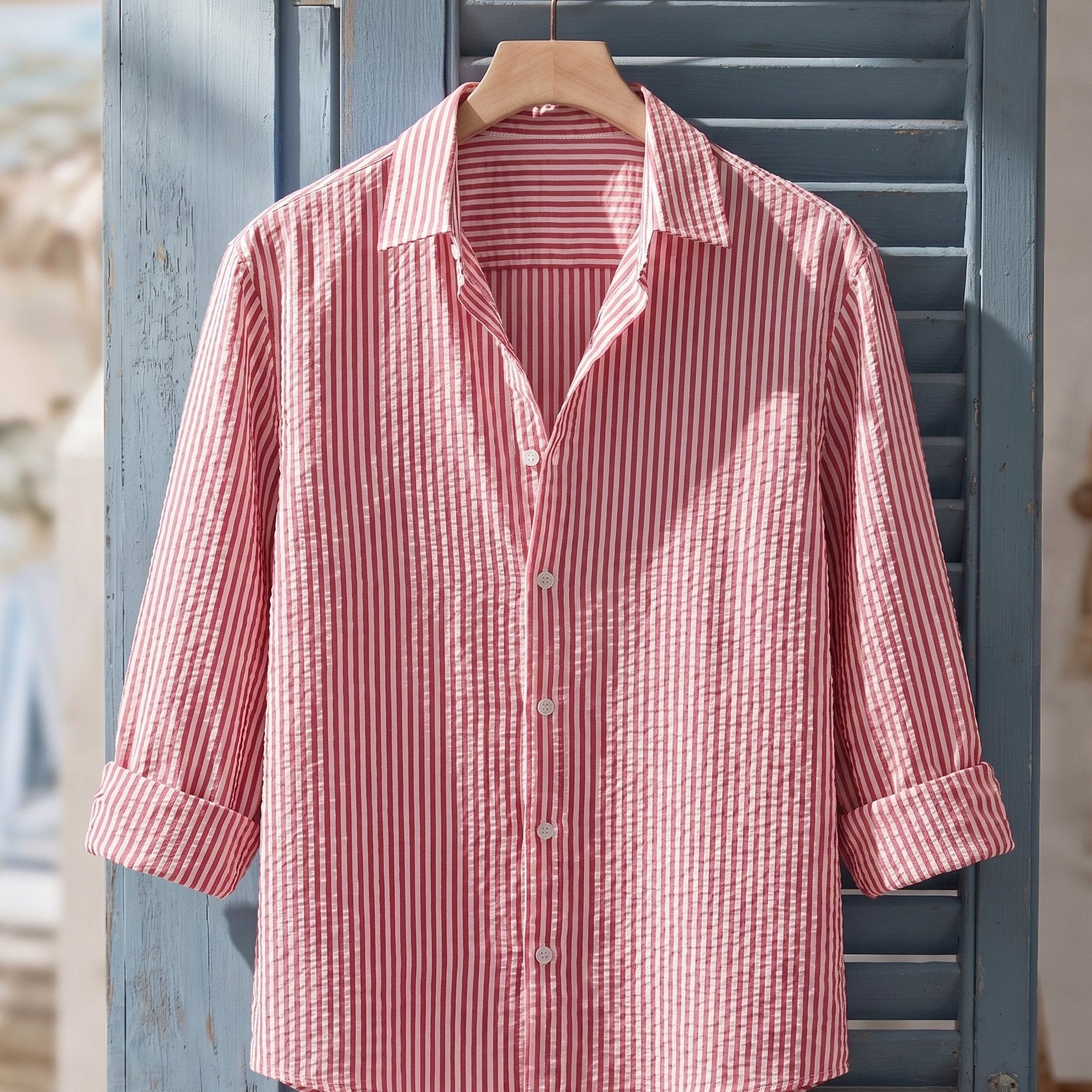 Chemise Texturée Avec Motif Vertical Pour Hommes