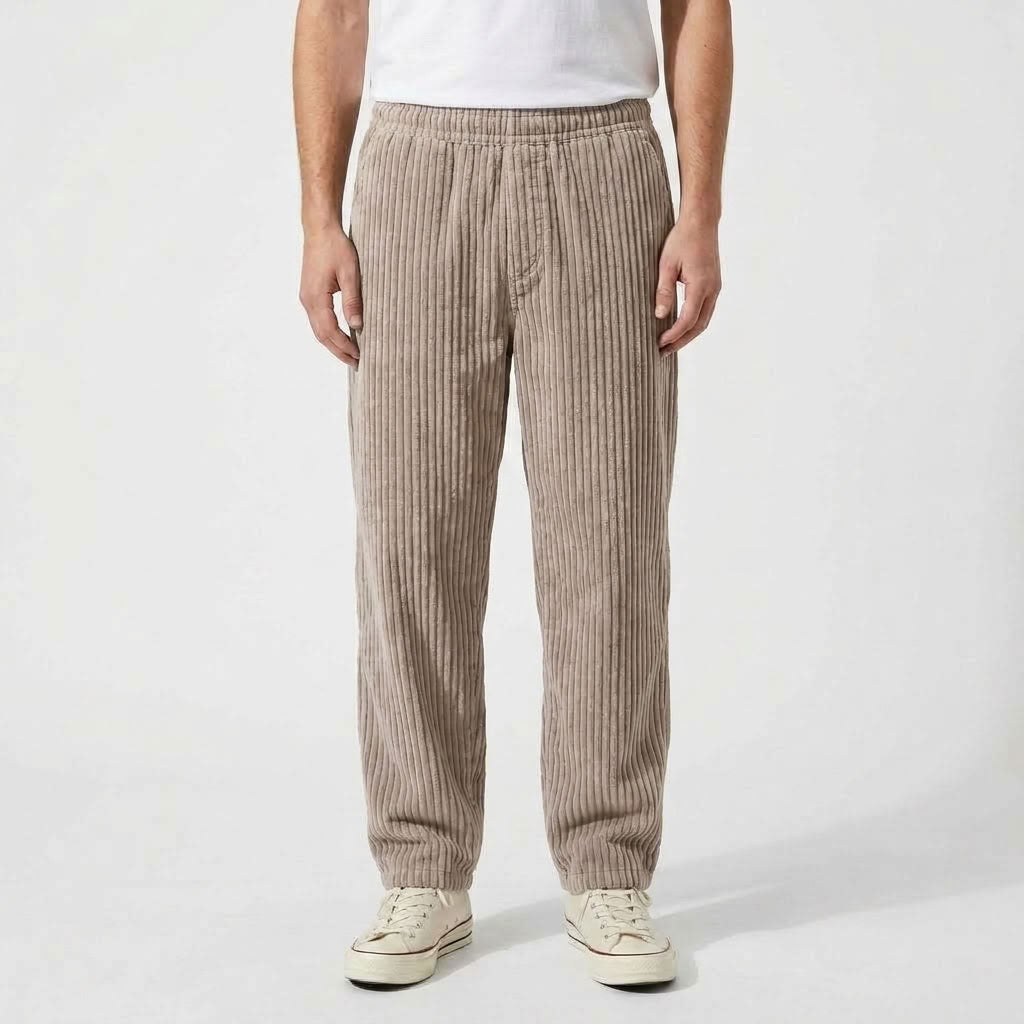 Pantalon Côtelé Décontracté À Cordon De Serrage