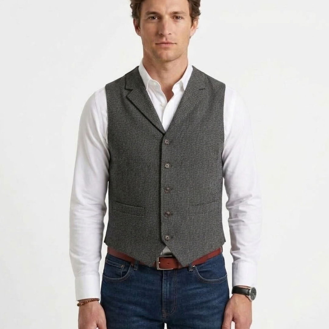 Gilet Ajusté À Motif Chevrons Pour Homme
