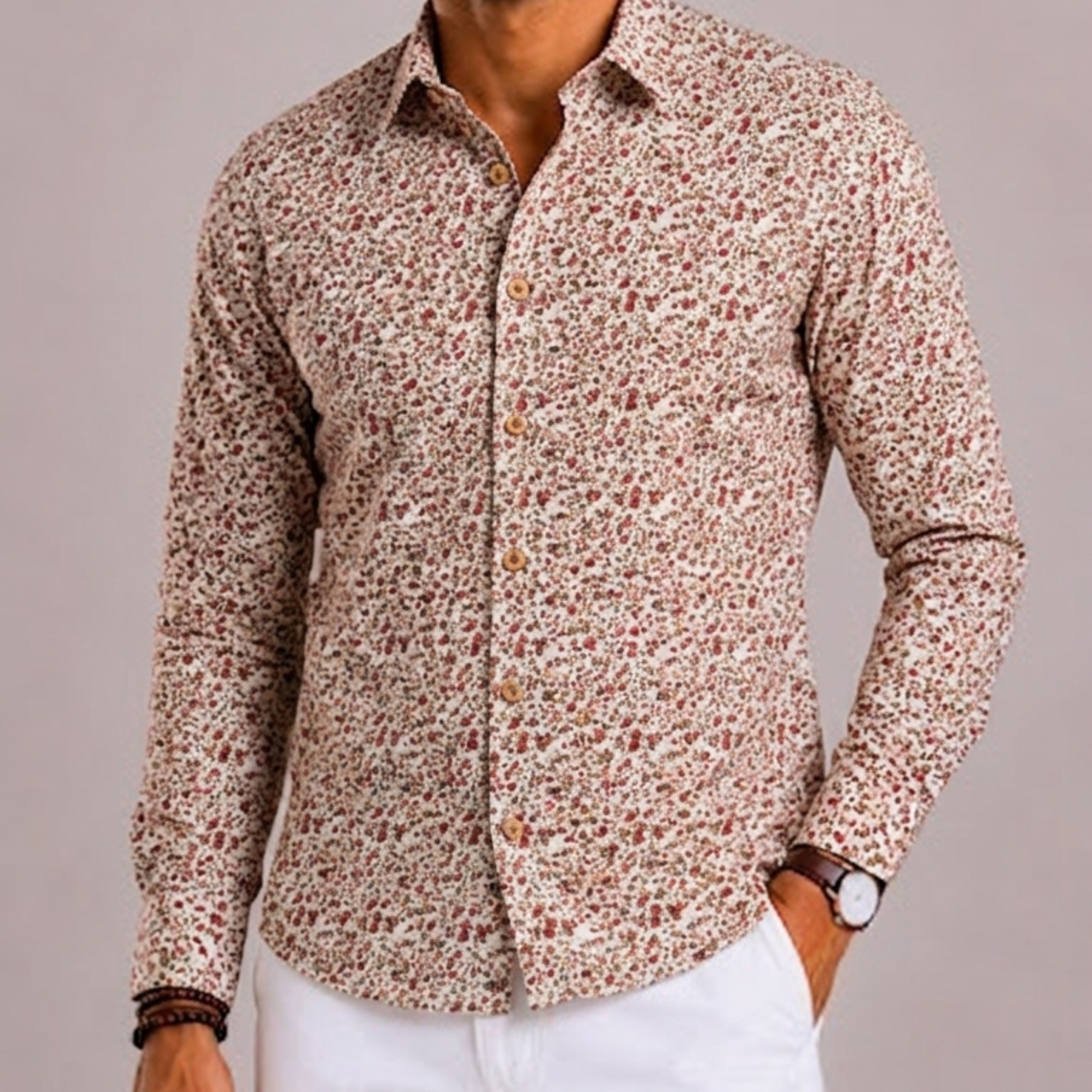Celvoir | Chemise Fleurie Avec Manches Longues Pour Hommes