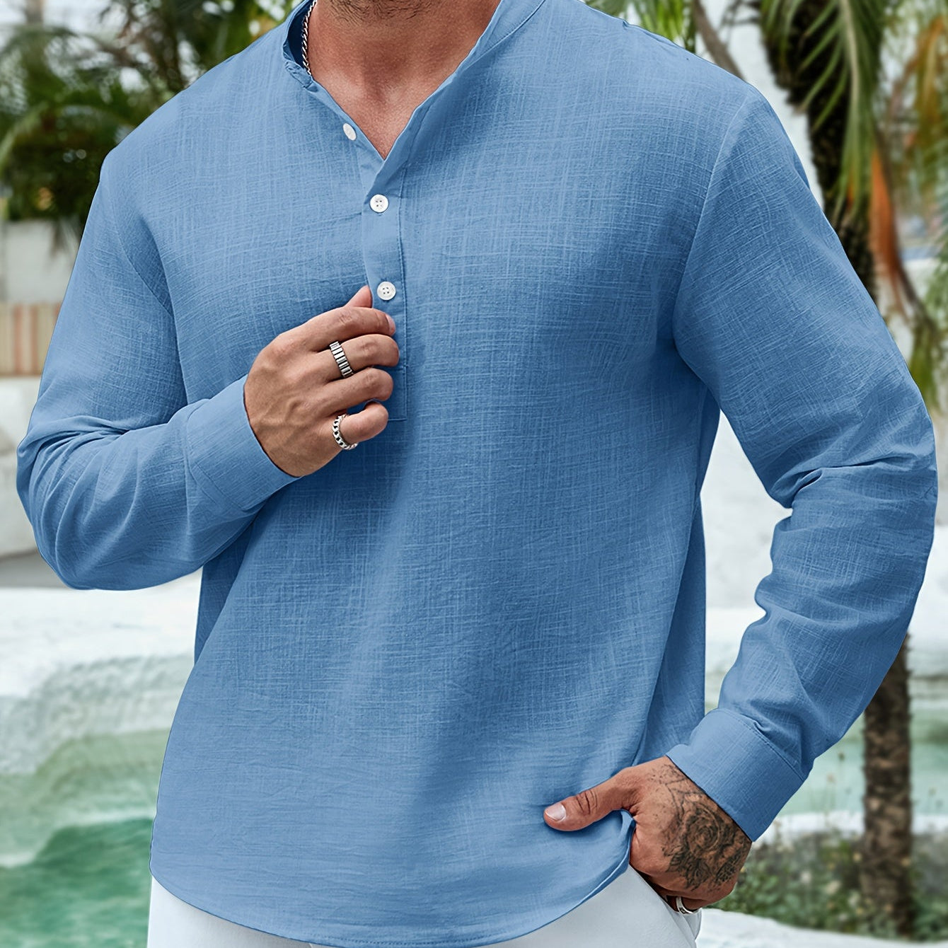 Celvoir | Chemise Ample Avec Col Bateau Pour Hommes