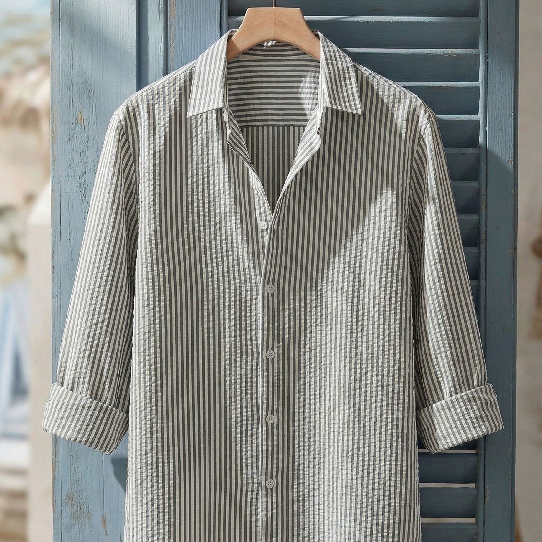 Chemise Texturée Avec Motif Vertical Pour Hommes