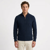 Pull Texturé À Demi-Zip Et Col Montant