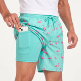 Celvoir | Short De Bain À Imprimé Flamants Roses Pour Hommes